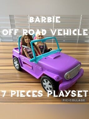 Barbie and Friend Off-Road Vehicle with two Barbie Dolls 7 pieces